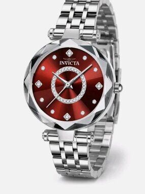 Invicta Women’s Celestial Lady 30mm Silver-Tone Red Crystal Watch (Model: 70404)
